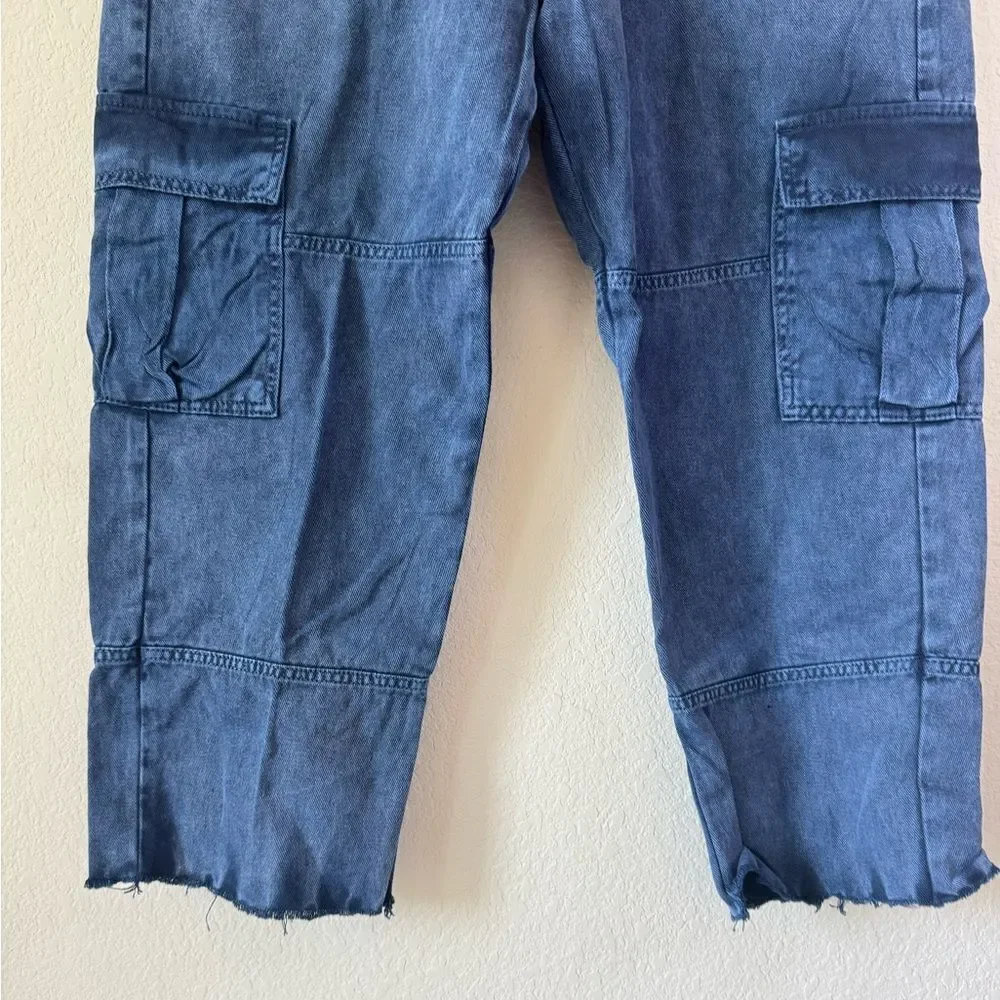 We The Free People Platon Utility Cargo‎ Jeans Sz L Blue Denim Military Utility